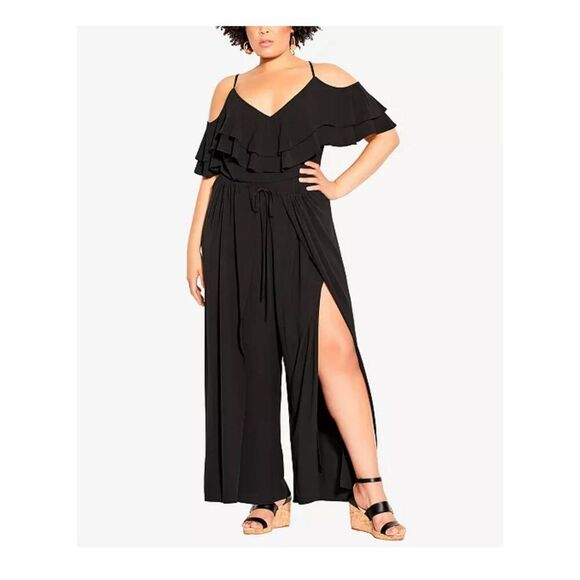 Sz XS (14/XL) City Chic Jumpsuit Split Front NWT - Picture 1 of 12